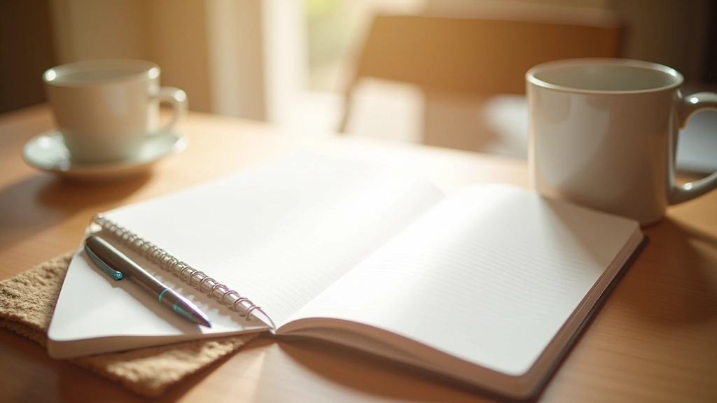 Desk with notebook showing pomodoro schedule and task breakdown for the day