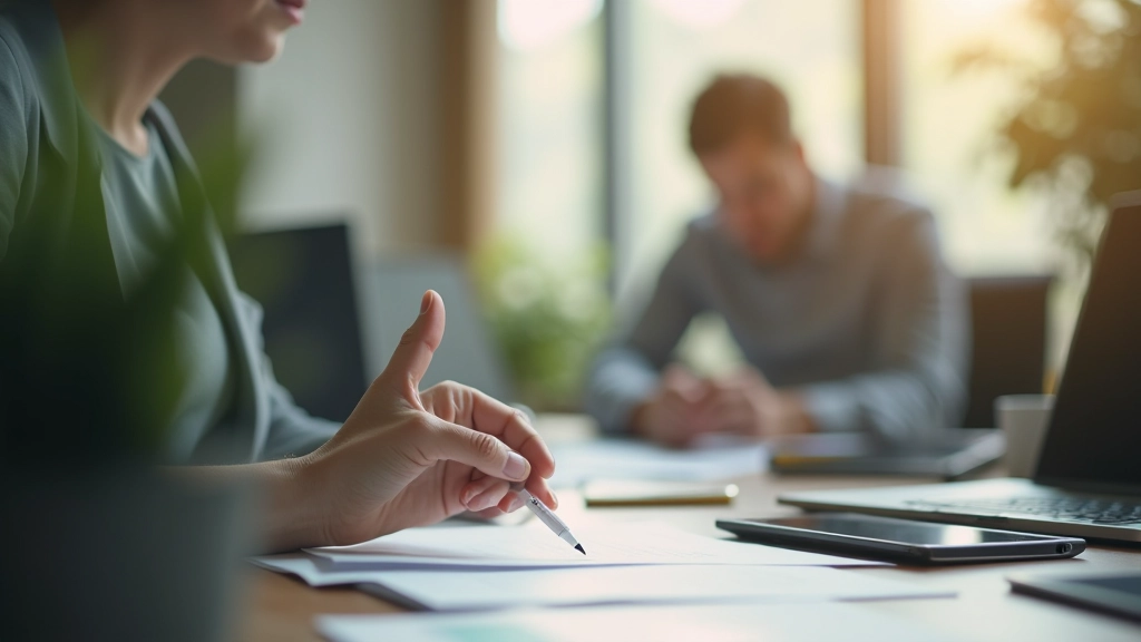 Person reviewing priority list at desk with focused expression
